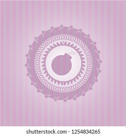 bomb icon inside pink emblem