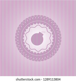 bomb icon inside pink emblem. Retro
