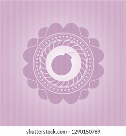 bomb icon inside pink emblem. Vintage.