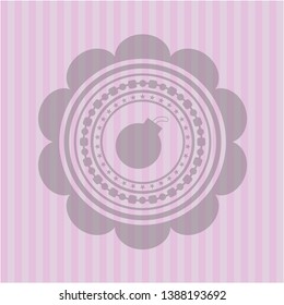 bomb icon inside pink emblem