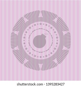 bomb icon inside pink emblem