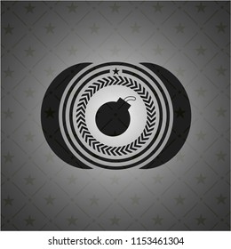 bomb icon inside realistic dark emblem