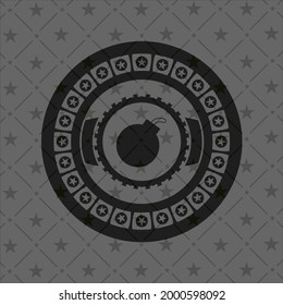 icono de bomba dentro de un emblema oscuro realista. 