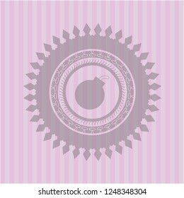 bomb icon inside realistic pink emblem
