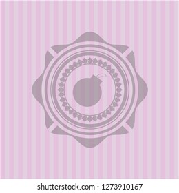bomb icon inside realistic pink emblem
