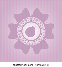 bomb icon inside realistic pink emblem