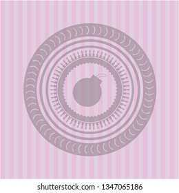 bomb icon inside realistic pink emblem