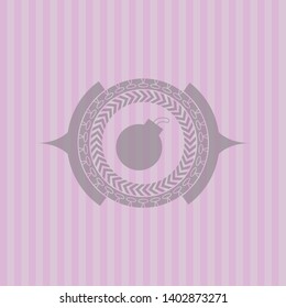 bomb icon inside realistic pink emblem