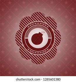bomb icon inside realistic red emblem