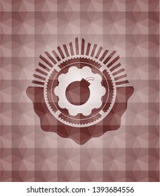 bomb icon inside red badge with geometric pattern. Seamless.