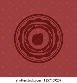 bomb icon inside red emblem. Vintage.