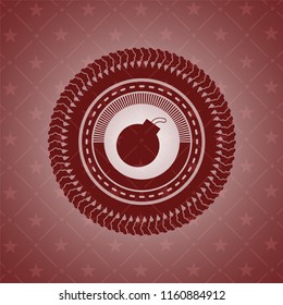 bomb icon inside red emblem. Retro