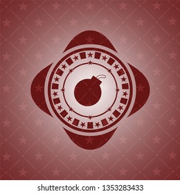 bomb icon inside red emblem. Vintage.