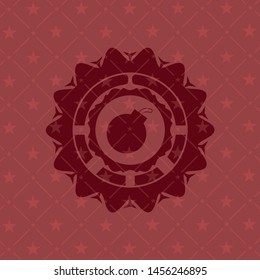 bomb icon inside red emblem. Vintage.