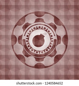 bomb icon inside red geometric badge. Seamless.