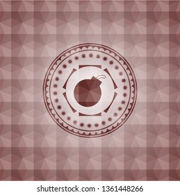 bomb icon inside red geometric badge. Seamless.