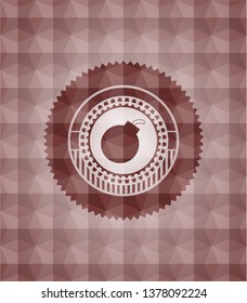 bomb icon inside red geometric badge. Seamless.