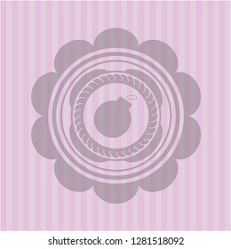 bomb icon inside retro pink emblem