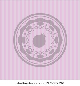bomb icon inside retro pink emblem