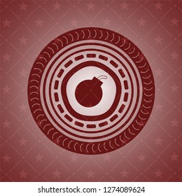 bomb icon inside retro red emblem