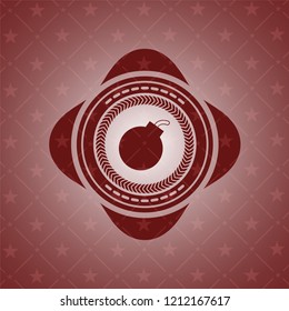 bomb icon inside retro style red emblem