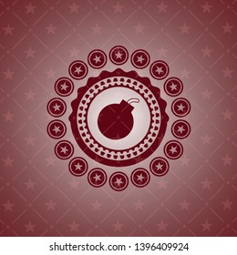 bomb icon inside retro style red emblem