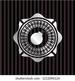 bomb icon inside silver badge