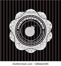bomb icon inside silver emblem