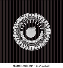 bomb icon inside silver shiny badge