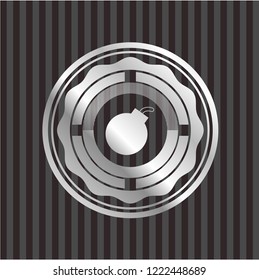 bomb icon inside silver shiny emblem