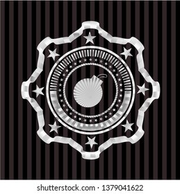 bomb icon inside silver shiny badge