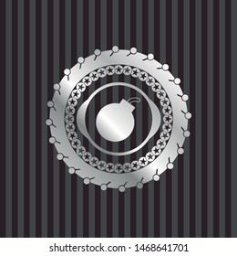 bomb icon inside silver shiny emblem