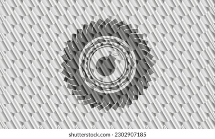 icono de bomba dentro del emblema brillante plateado. Patrón de escalas. Ilustración vectorial. Detallado. 