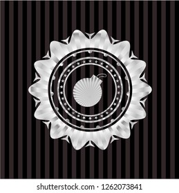 bomb icon inside silvery shiny badge