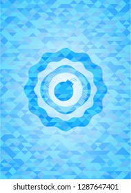 bomb icon inside sky blue mosaic emblem