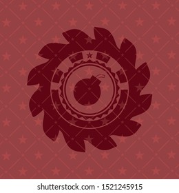 bomb icon inside vintage red emblem