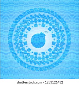 bomb icon inside water concept badge.