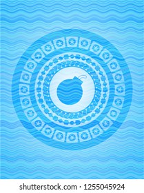 bomb icon inside water representation emblem.