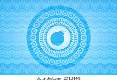 bomb icon inside water representation badge background.