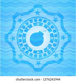 bomb icon inside water representation badge background.