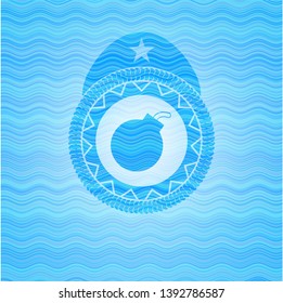 bomb icon inside water representation badge background.