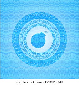 bomb icon inside water wave representation style emblem.