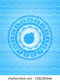 bomb icon inside water wave concept style emblem.