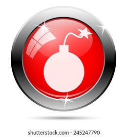 Bomb icon. Internet button on white background. 