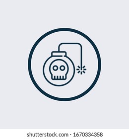 Bombensymbol einzeln auf weißem Hintergrund. Bomb Symbol ein einfaches Zeichen. Das Bomb Symbol ist ein trendiges und modernes Symbol für Grafik und Web Design. Bombensymbol flache Vektorillustration für Logo, Web, App, Benutzeroberfläche