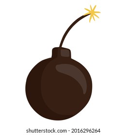 Icono de bomba aislado en fondo blanco. Símbolo de boom al estilo de las caricaturas.  Brujo. Ilustración del vector