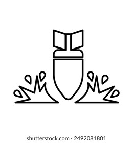 Icono de bomba marca de logotipo lineal en blanco y negro