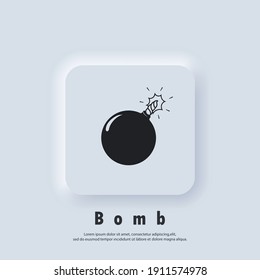 Bombensymbol. Bomb-Logo. Vektorgrafik. UI-Symbol. Neumorphische UI UX weiße Benutzeroberfläche Web-Schaltfläche.