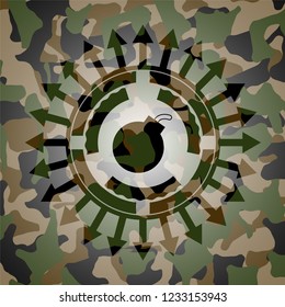 bomb icon on camo pattern