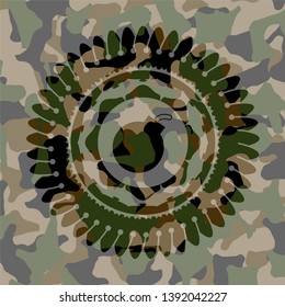 bomb icon on camouflaged pattern